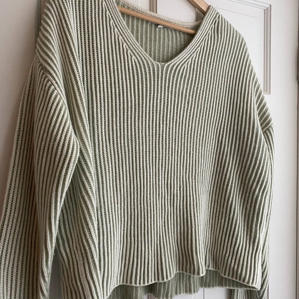 Polagram Sage Ribbed Sweater Set w/ Midi Skirt Small